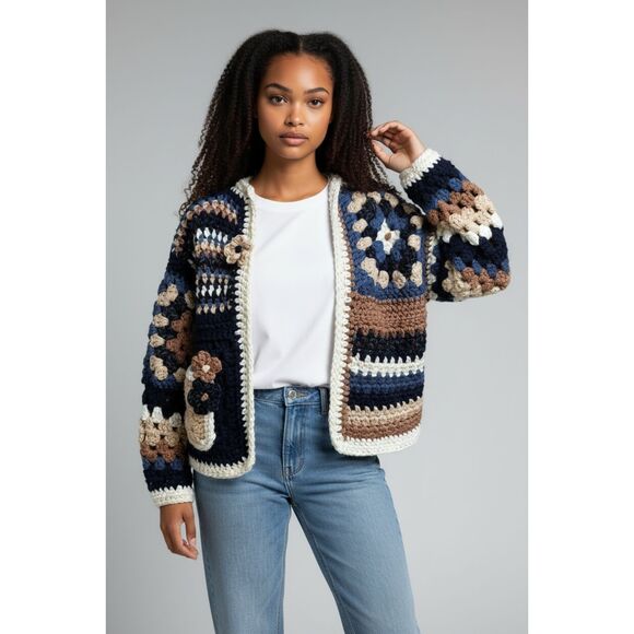 Handmade Sweaters - THE MIDNIGHT CARAMEL LATTE CARDIGAN